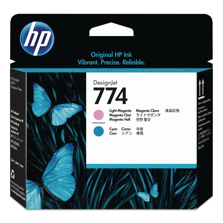 HP 774 (P2V98ACT) Cyan/Light Magenta Printhead, 24/Carton