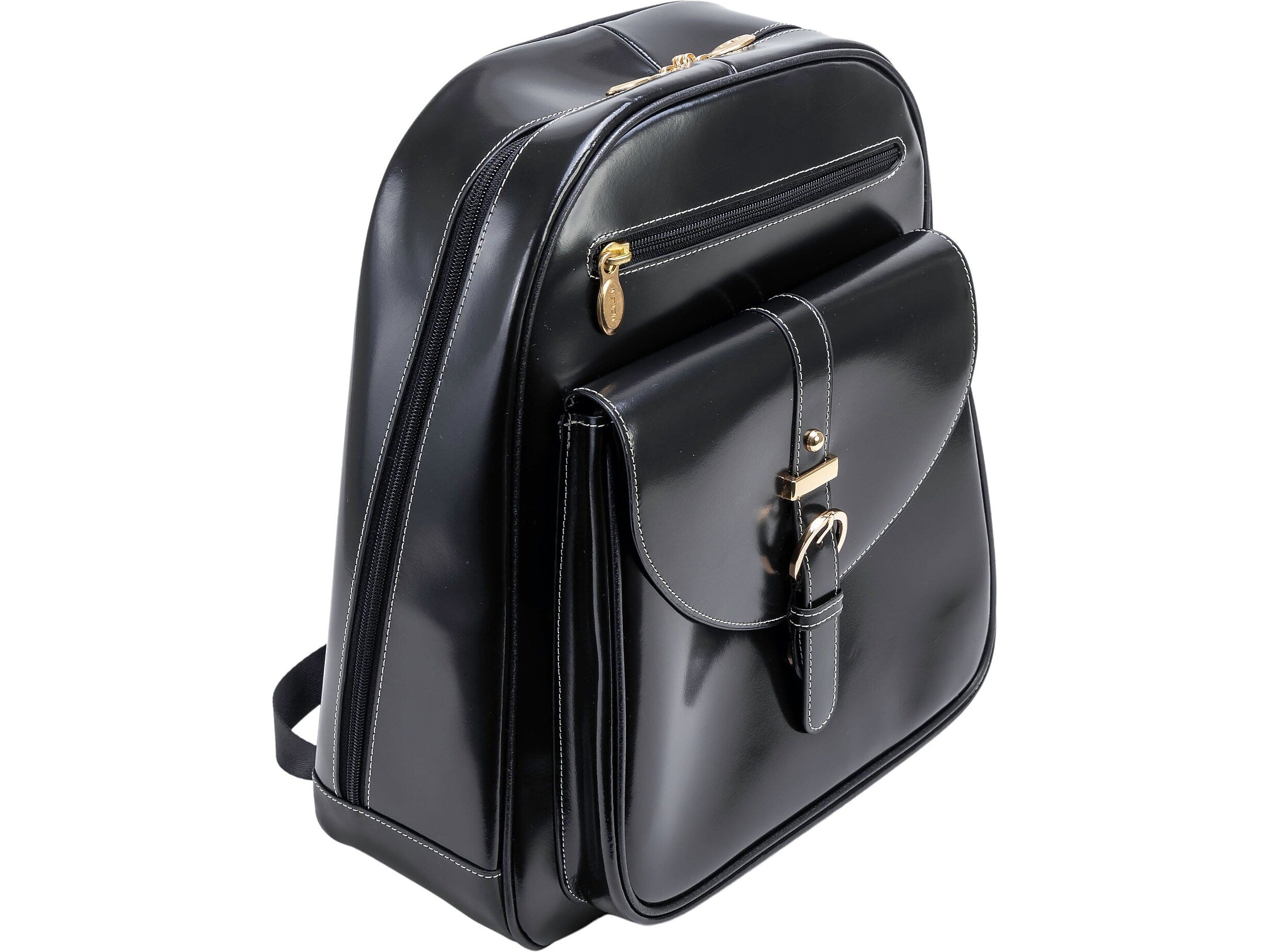 McKlein MOLINE Leather Laptop Backpack, Small, Black (99665)