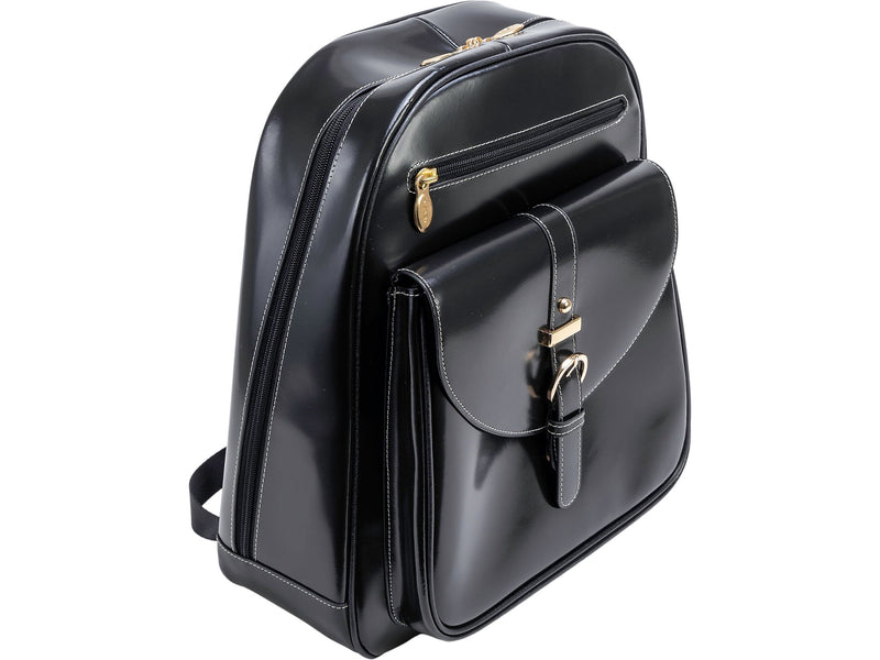 McKlein MOLINE Leather Laptop Backpack, Small, Black (99665)