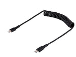 StarTech USB-C to Lightning MFi Certified Coiled iPhone Charger Cable, 3 ft., Black (RUSB2CLT1MBC)