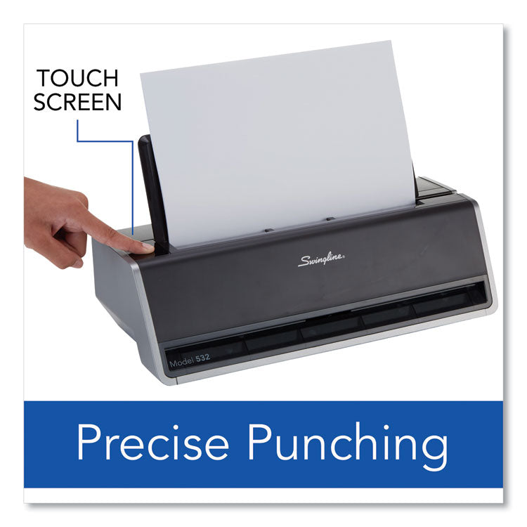 28-Sheet Commercial Electric Two-Hole Punch, Fixed 9/32" Holes, Black/silver