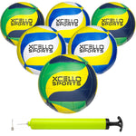 Xcello Sports Volleyballs with Pump, Green/Navy/Yellow and Blue/Yellow/White, 6/Pack (XS-VB-6-ASST-3)