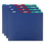 Poly Top Tab File Guides, 1/3-Cut Top Tab, January To December, 8.5 X 11, Assorted Colors, 12/set