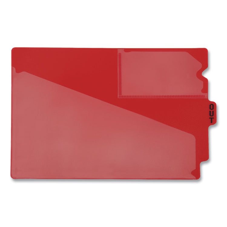 Colored Poly End Tab "Out" Guides, 1/3-Cut: Center Position, For Letter Size Files, Red, 50/Box