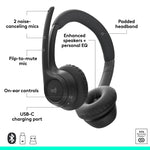 Logitech Zone 305 Wireless Noise Canceling Bluetooth Stereo Headset, USB-C, MS Certified (981-001452)