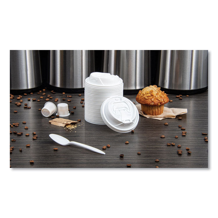 Optima Reclosable Lid, Fits 12 oz to 24 oz Hot Cups, Plastic, White, 100/Pack