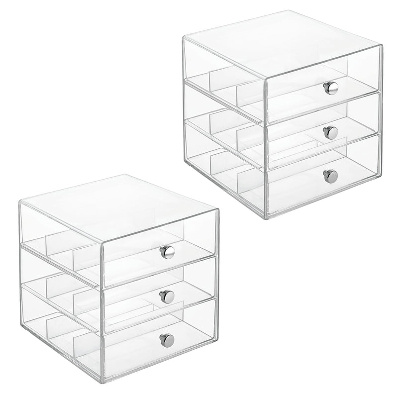 iDESIGN Stackable Storage Drawer, 3 Drawers, Plastic, Clear, 2/Pack (29094M2)