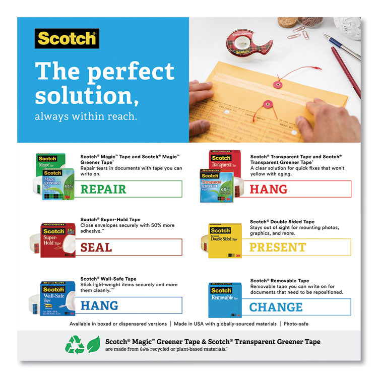 Transparent Tape, 1" Core, 0.75" X 27.77 Yds, Crystal Clear, 3/pack