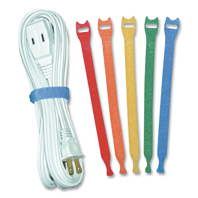 One-Wrap Pre-Cut Thin Ties, 0.5" X 8", Assorted Colors, 5/pack