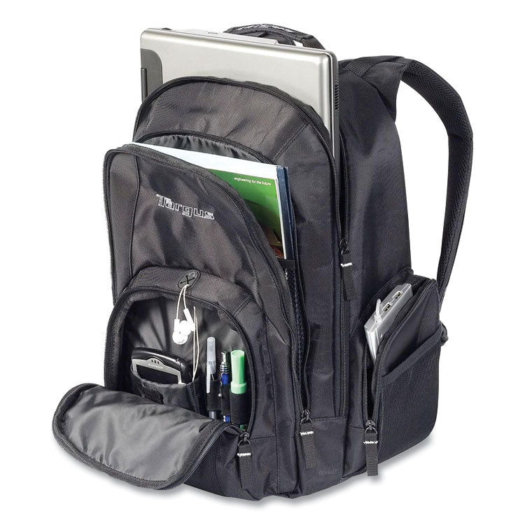 Groove Laptop Backpack, Fits Devices Up to 15.4", Nylon/PVC, 15 x 7 x 18, Black