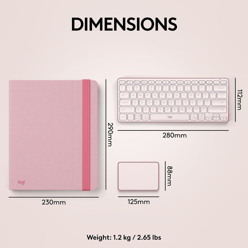 Logitech 4.41" x 11.02" Plastic Adjustable Casa Pop-Up Desk Work From Home Kit with Laptop Stand, Bohemian Blush ( 920-011237 )