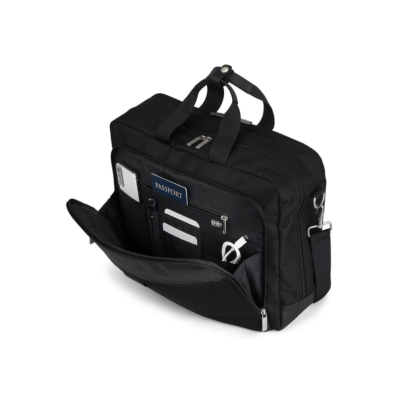 Bugatti Lucas Polyester Briefcase, Laptop Compatible, Black (EXB530-Black)