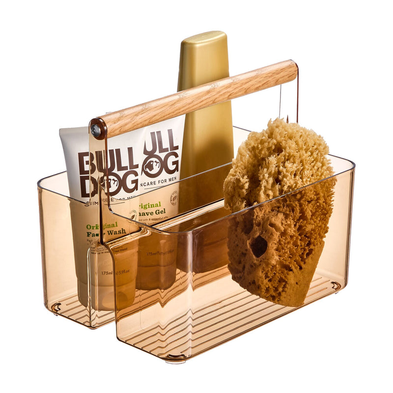 mDesign 2-Compartment Plastic Desk Organizer, Sand/Natural (26056)