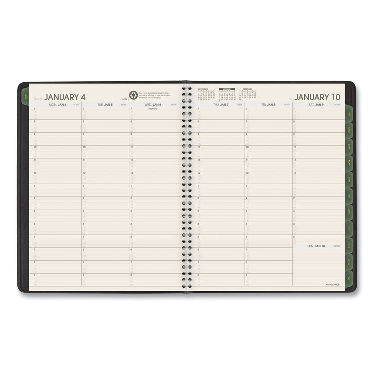 Recycled Weekly Vertical-Column Format Appointment Book, 8.75 x 7, Black Cover, 12-Month (Jan to Dec): 2025