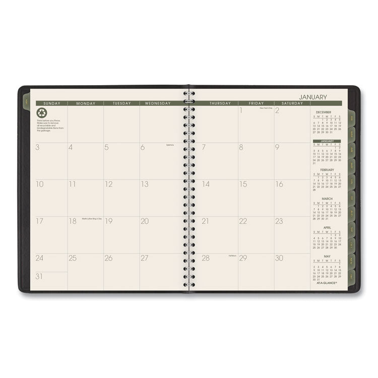 Recycled Monthly Planner with Perforated Memo Section, 8.75 x 7, Black Cover, 12-Month (Jan to Dec): 2025