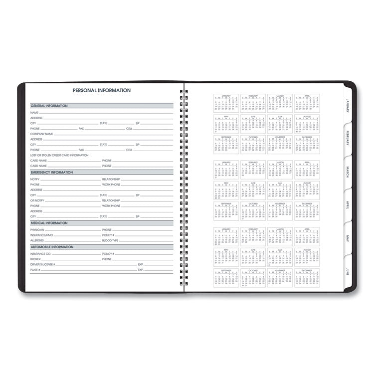 Triple View Weekly Vertical-Column Format Appointment Book, 11 x 8.25, Black Cover, 12-Month (Jan to Dec): 2025