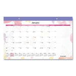 Watercolors Monthly Desk Pad Calendar, Butterfly Artwork, 17.75 x 11, White Sheets, Purple Binding, 12-Month (Jan-Dec): 2025