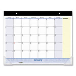 QuickNotes Desk Pad, 22 x 17, White/Blue/Yellow Sheets, Black Binding, Clear Corners, 13-Month: Jan 2025 to Jan 2026