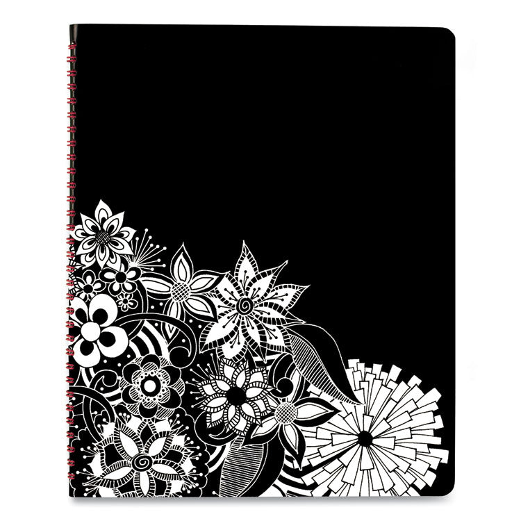Floradoodle Weekly/Monthly Professional Planner, Floral Artwork, 11 x 8.5, Black/White Cover, 12-Month (Jan-Dec): 2025