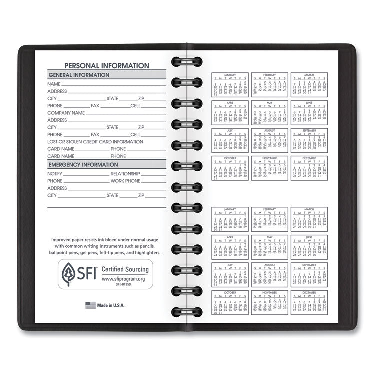 Weekly Planner, 4.5 x 2.5, Black Cover, 12-Month (Jan to Dec): 2025