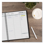 Weekly Planner Ruled for Open Scheduling, 8.75 x 6.75, Black Cover, 12-Month (Jan to Dec): 2025