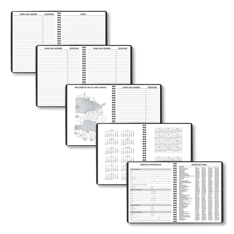 Weekly Planner Ruled for Open Scheduling, 8.75 x 6.75, Black Cover, 12-Month (Jan to Dec): 2025