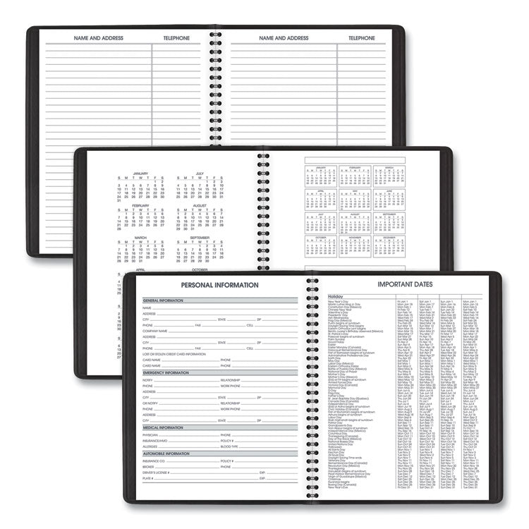 Weekly Vertical-Column Appointment Book Ruled for Hourly Appointments, 8.75 x 7, Black Cover, 13-Month: Jan 2025 to Jan 2026
