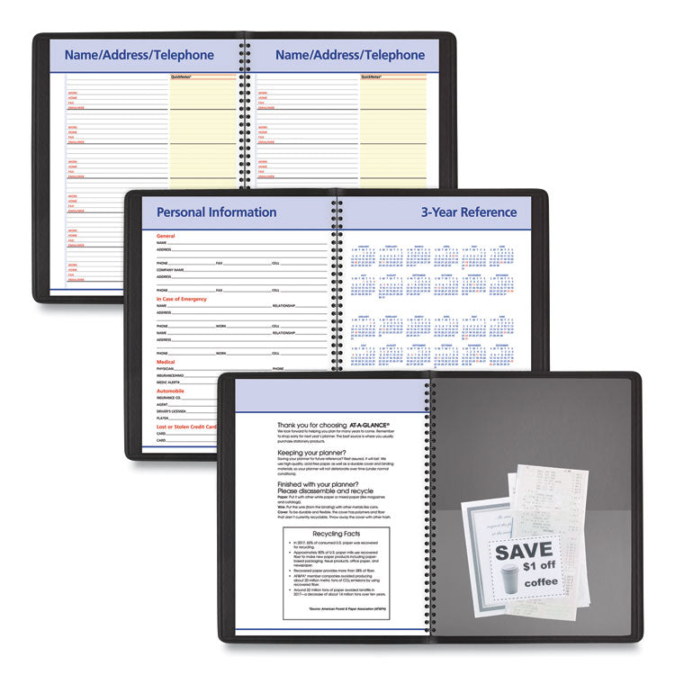 QuickNotes Monthly Planner, 11 x 8.25, Black Cover, 12-Month (Jan to Dec): 2025