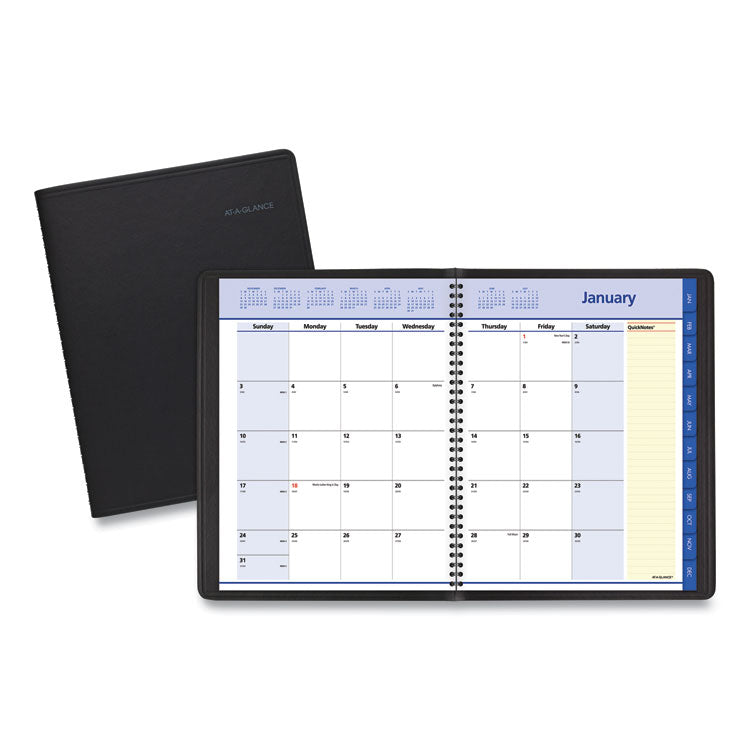 QuickNotes Monthly Planner, 11 x 8.25, Black Cover, 12-Month (Jan to Dec): 2025