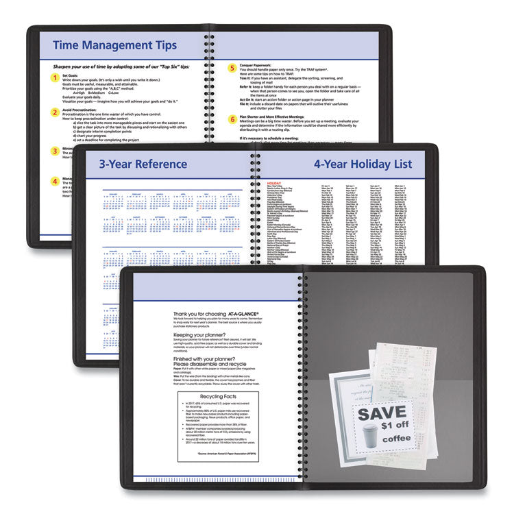 QuickNotes Weekly Block Format Appointment Book, 10 x 8, Black Cover, 12-Month (Jan to Dec): 2025