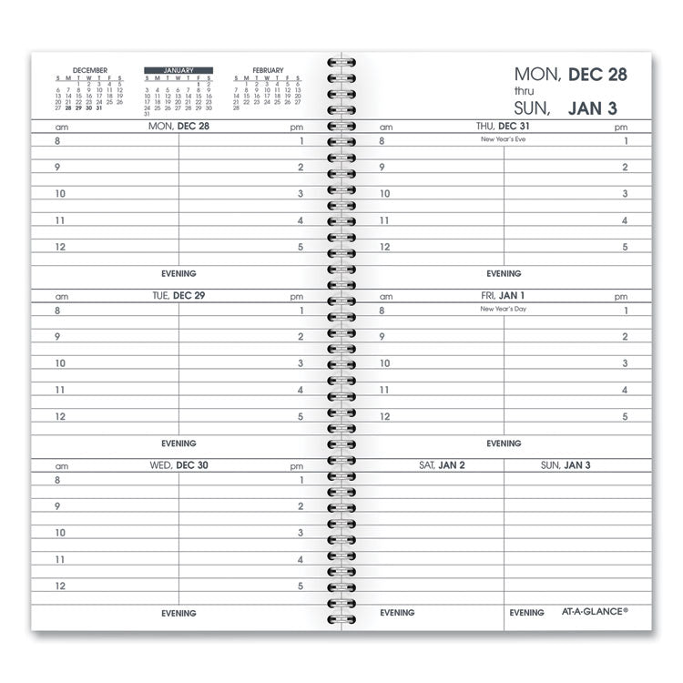 Weekly Appointment Book Refill Hourly Ruled, 6.25 x 3.25, White Sheets, 12-Month (Jan to Dec): 2025