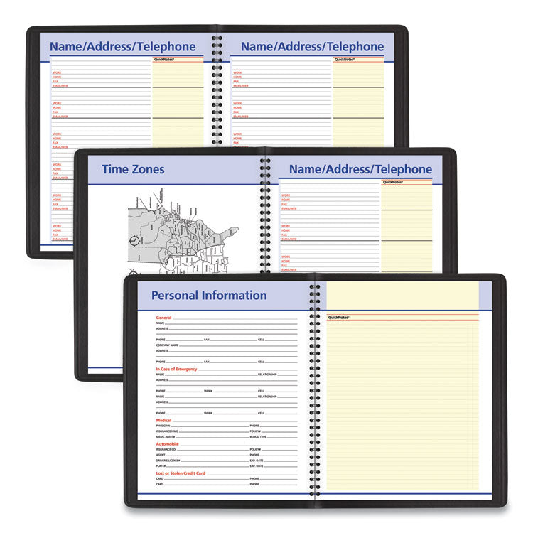 QuickNotes Weekly Block Format Appointment Book, 10 x 8, Black Cover, 12-Month (Jan to Dec): 2025