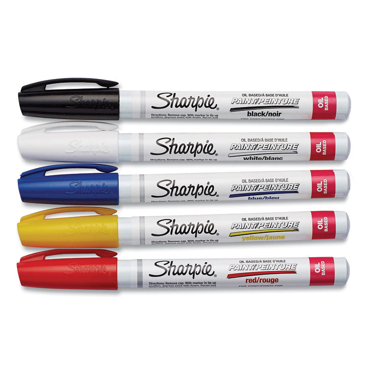 Permanent Paint Marker, Fine Bullet Tip, Assorted Colors, 5/pack