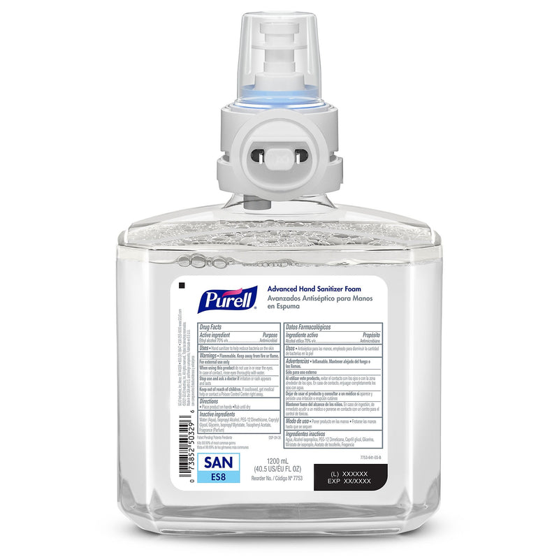 PURELL Advanced 70% Alcohol Foaming Hand Sanitizer Refill for ES8 Dispenser, 1200 mL, 2/Carton (7753-02)