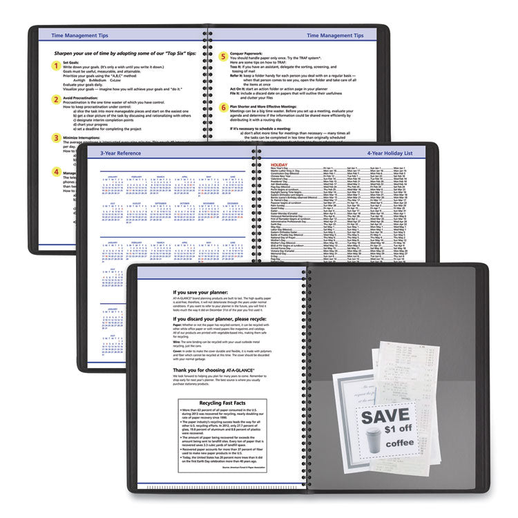 QuickNotes Weekly Vertical-Column Format Appointment Book, 11 x 8.25, Black Cover, 12-Month (Jan to Dec): 2025