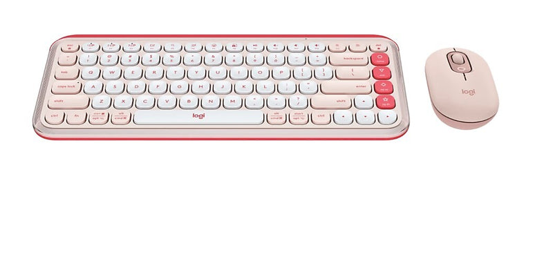 Logitech POP Icon Wireless Keyboard and Optical Mouse Combo, Rose and Off-White (920-013105)