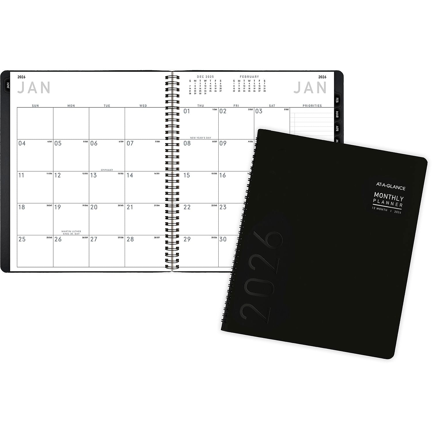 2026 AT-A-GLANCE Contemporary 9" x 11" Monthly Planner, Faux Leather Cover, Black (70-260X-05-26)