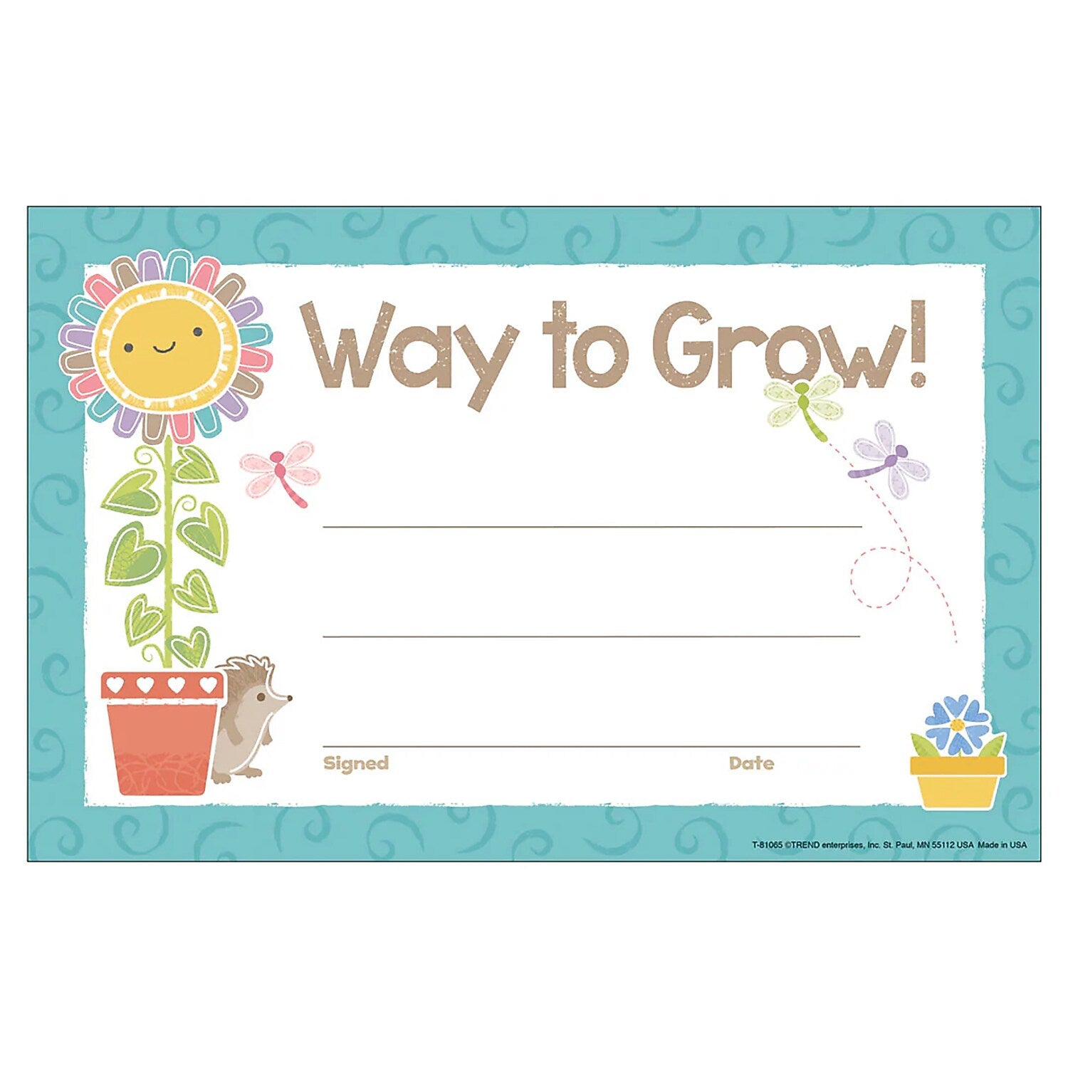 Trend Enterprises Way to Grow Good to Grow Recognition Award, 5.5" x 8.5", Multicolored, 30/Pack, 3 Packs/Bundle (T-81065-3)
