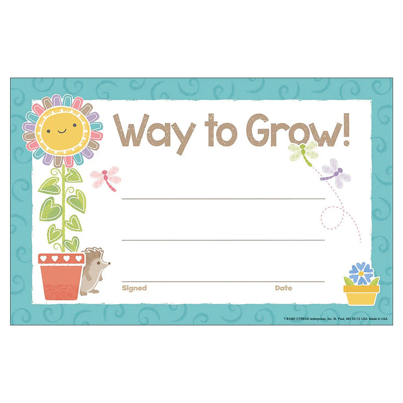 Trend Enterprises Way to Grow Good to Grow Recognition Award, 5.5" x 8.5", Multicolored, 30/Pack, 3 Packs/Bundle (T-81065-3)