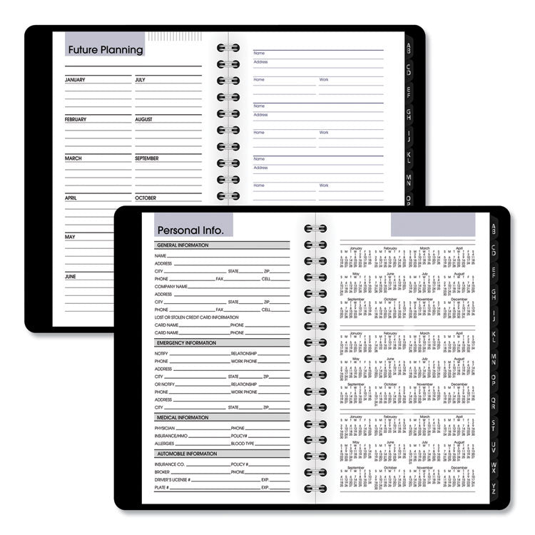 DayMinder Weekly Pocket Appointment Book with Telephone/Address Section, 6 x 3.5, Black Cover, 12-Month (Jan to Dec): 2025