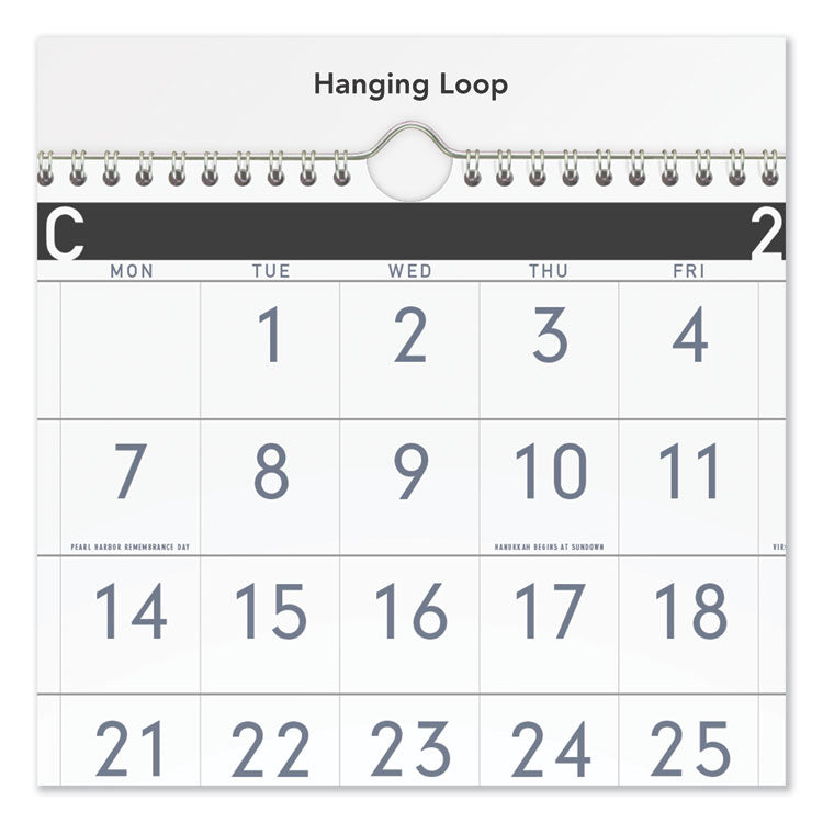 Three-Month Reference Wall Calendar, Contemporary Artwork/Formatting, 12 x 27, White Sheets, 15-Month: Dec 2024 to Feb 2026