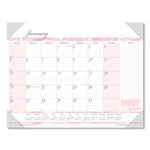 Recycled Monthly Desk Pad Calendar, Breast Cancer Awareness Artwork, 18.5 x 13, Black Binding/Corners,12-Month(Jan-Dec): 2025