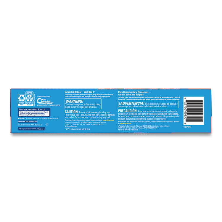 Double Zipper Storage Bags, Triple System Seal, Gallon, 9.6" x 12.1", Clear, 22 Bags/Box, 12 Boxes/Carton