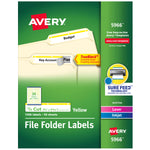 Avery TrueBlock Laser/Inkjet File Folder Labels, 2/3" x 3-7/16", White/Yellow, 1,500 Labels/Pack (5966)