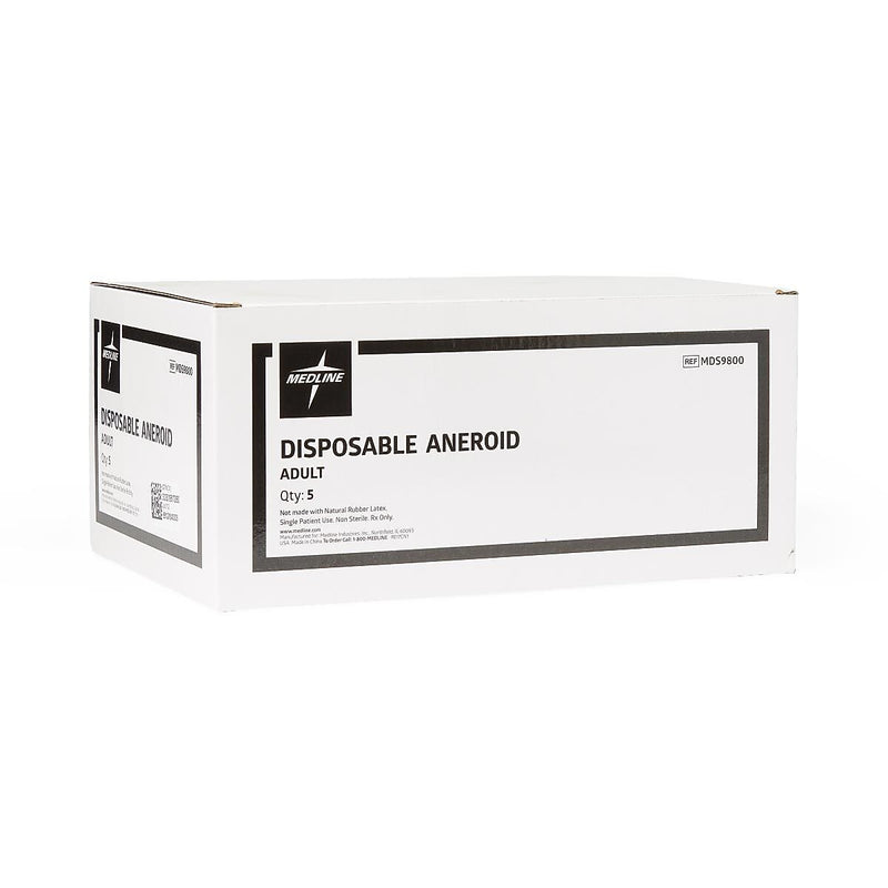 Medline Hand Held Single-Patient Use Sphygmomanometers, White, Adult, 5/Box (MDS9800)