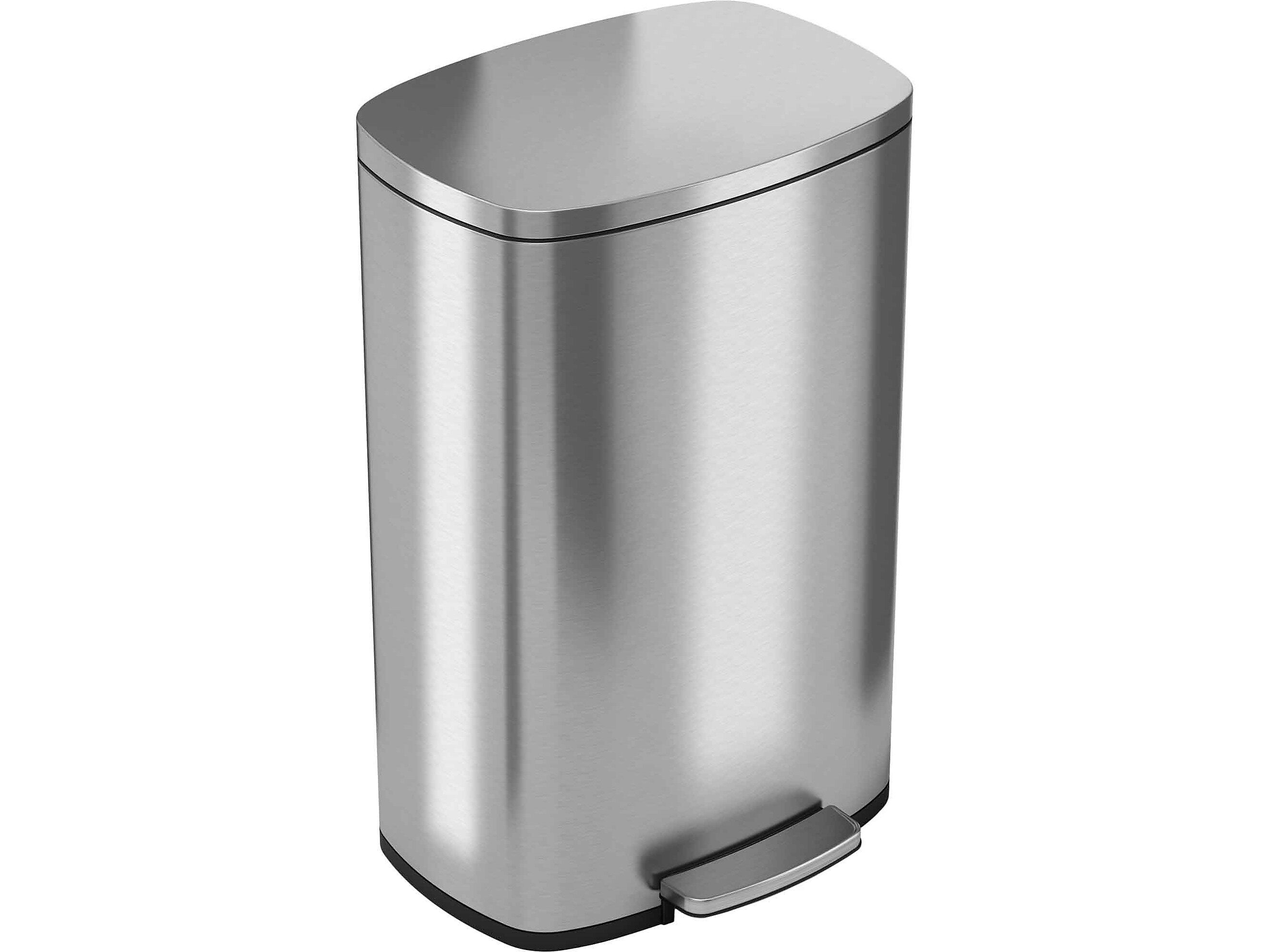 HLS Commercial Stainless Steel Trash Can with Hinged Lid, 13.2-Gallon, Silver (HLSS13RFR)