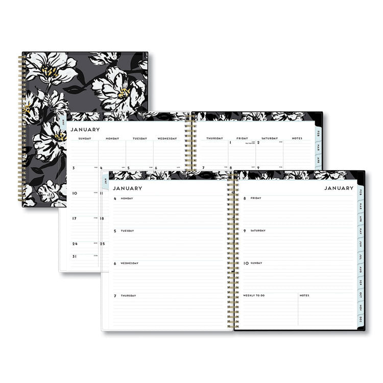 Baccara Dark Create-Your-Own Cover Weekly/Monthly Planner, Floral, 11 x 8.5, Gray/Black/Gold Cover, 12-Month (Jan-Dec): 2023