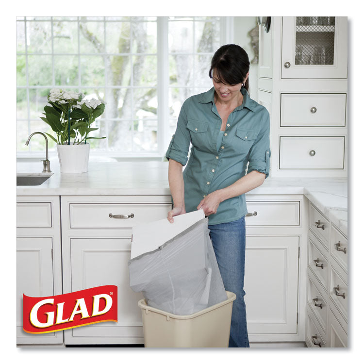 Tall Kitchen Drawstring Trash Bags with LeakGuard, 13 gal, Unscented, 23.47" x 25.38", White, 120/Box