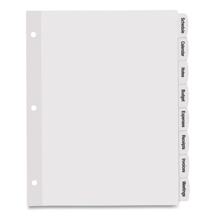 Big Tab Printable White Label Tab Dividers, 8-Tab, 11 x 8.5, White, 4 Sets