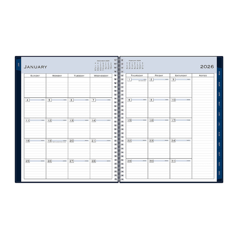 2026 Blue Sky Passages 8.5" x 11" Calendar Year Weekly & Monthly Planner, Faux Leather Cover, Navy (148659-26)